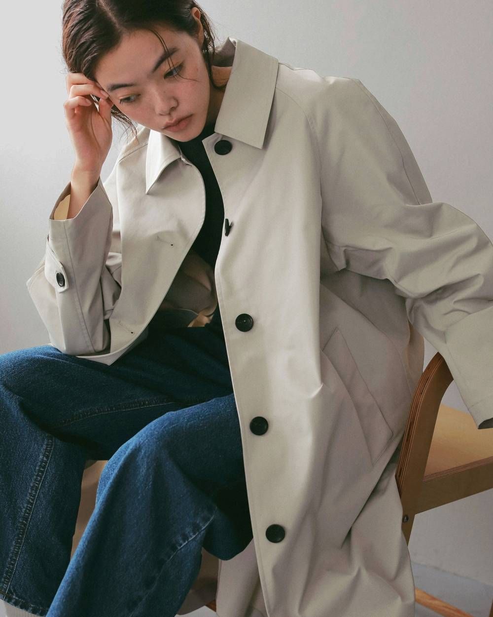 ツイルステンカラーコート (オートミール) Soutiencollar Twill Coat (Oatmeal) / 27SS
