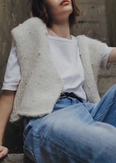 handmade random pearl knit vest / ランダムパール ニットベスト (シェル) / 25AW