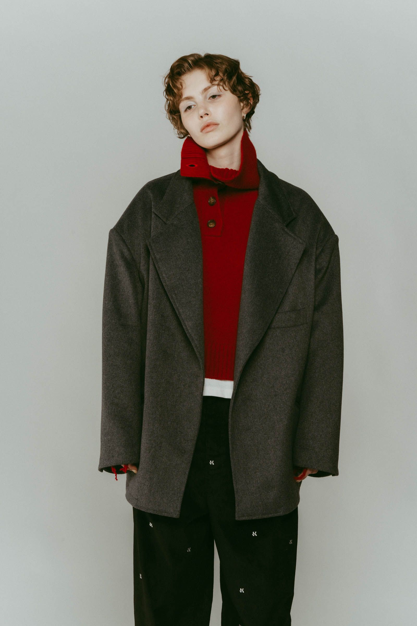 muffler overlay jacket(unisex) / マフラー オーバージャケット (グレー) / 25AW