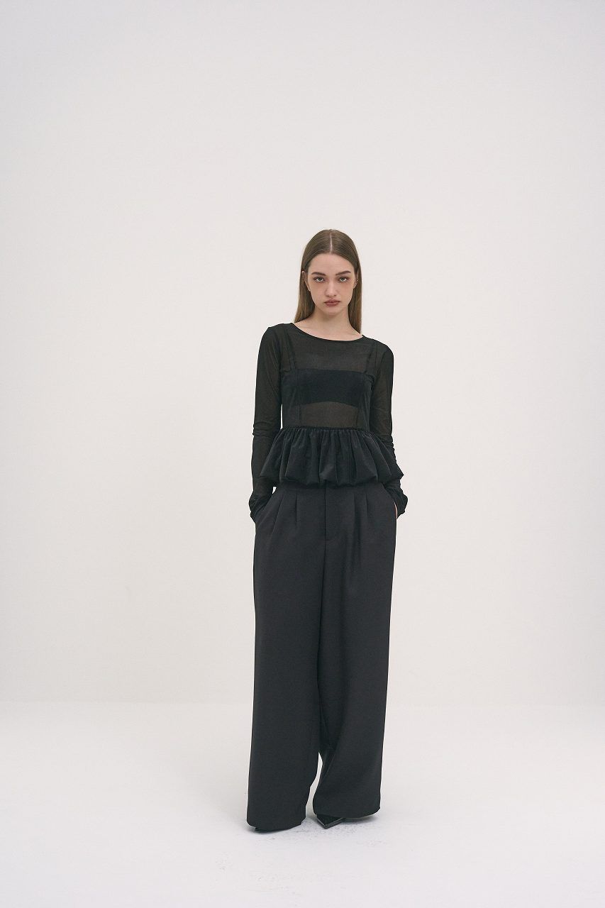 ドレープワイドパンツ (ブラック) Draped Wide-Leg Pants (Black) /  26AW