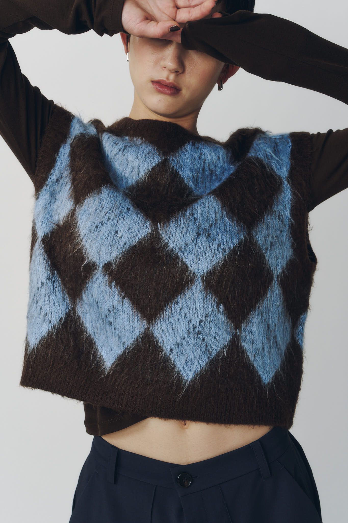 アーガイルニットベスト (ブラウン) argyle knit vest (Brown) / 26AW