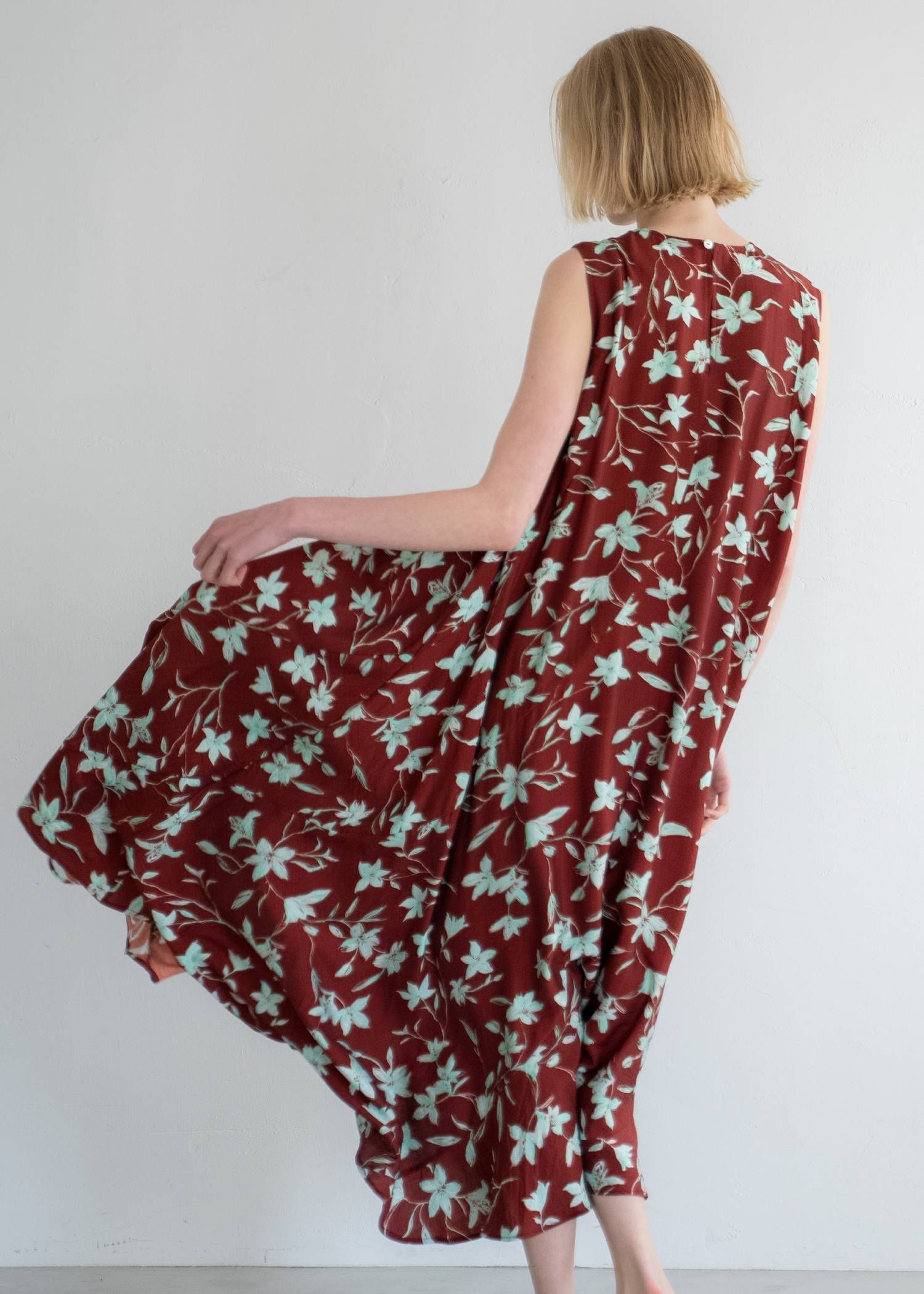 フラワーパッチワークワンピース (レッド) flower panel patchwork flare OP (Red) /  26SS