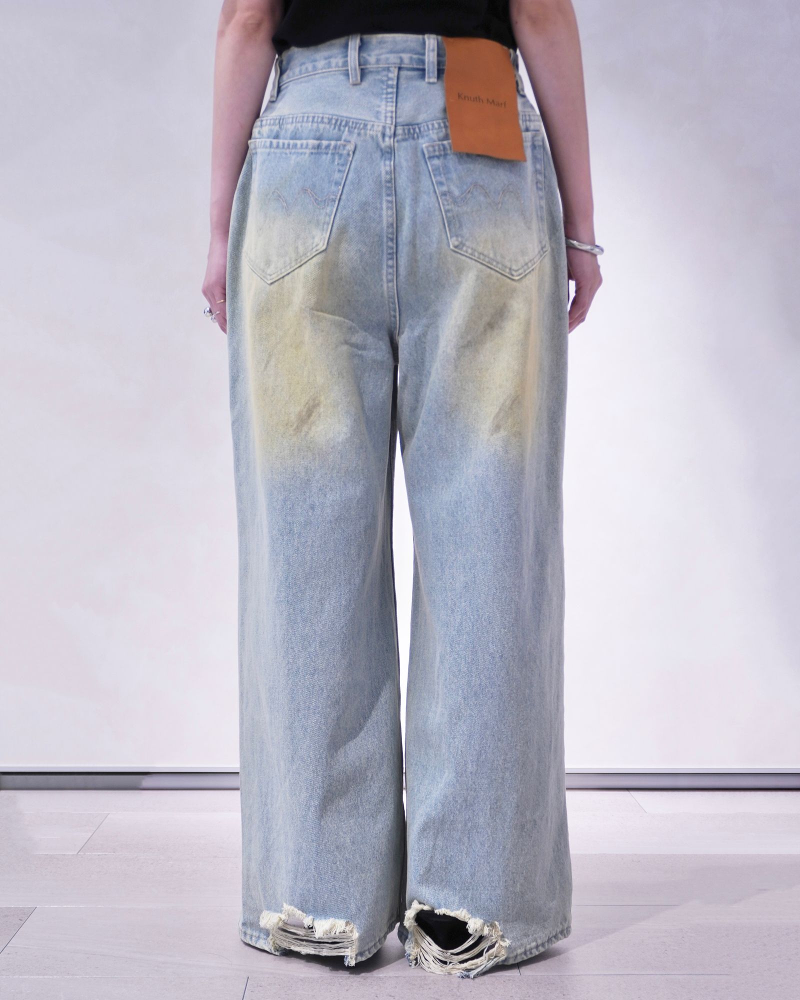 Knuth Marf - ダメージ デニムパンツ (サックスブルー) damage denim
