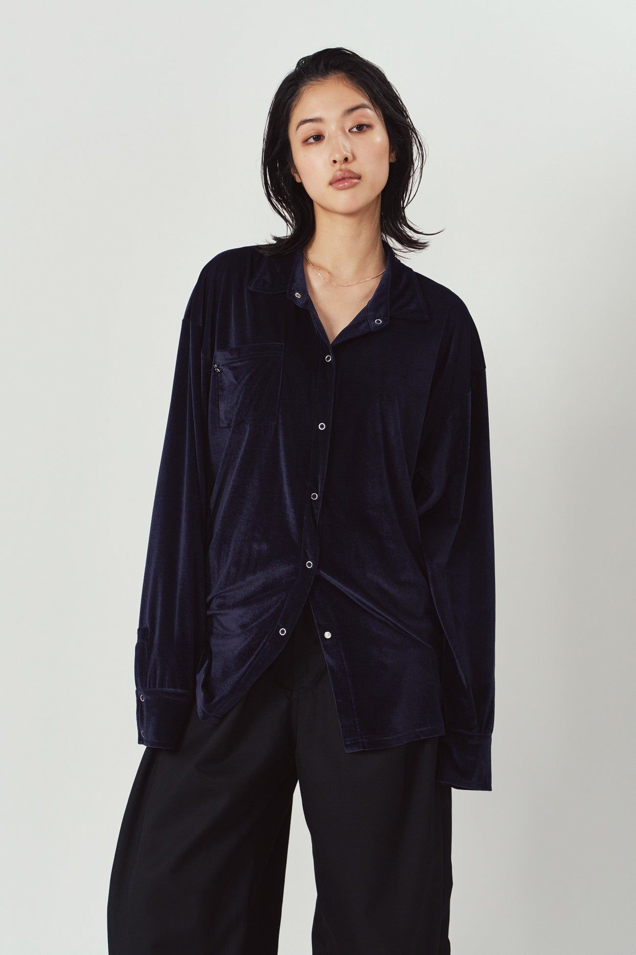 2ウェイ ベロアシャツ (ネイビー) 2way velour shirt (Navy) / 26AW