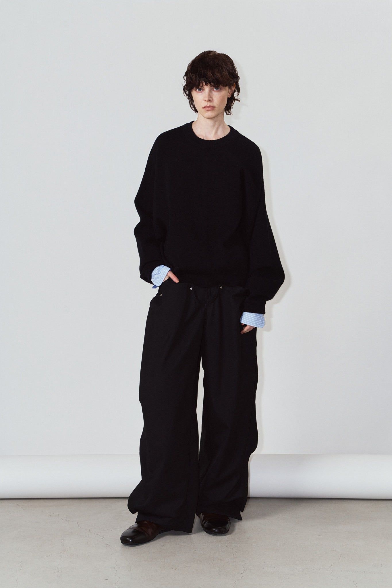 【UNISEXサイズ】2ウェイ ノームコア ニット (ブラック) 2way cuffs normcore knit(unisex) (Black) / 26AW