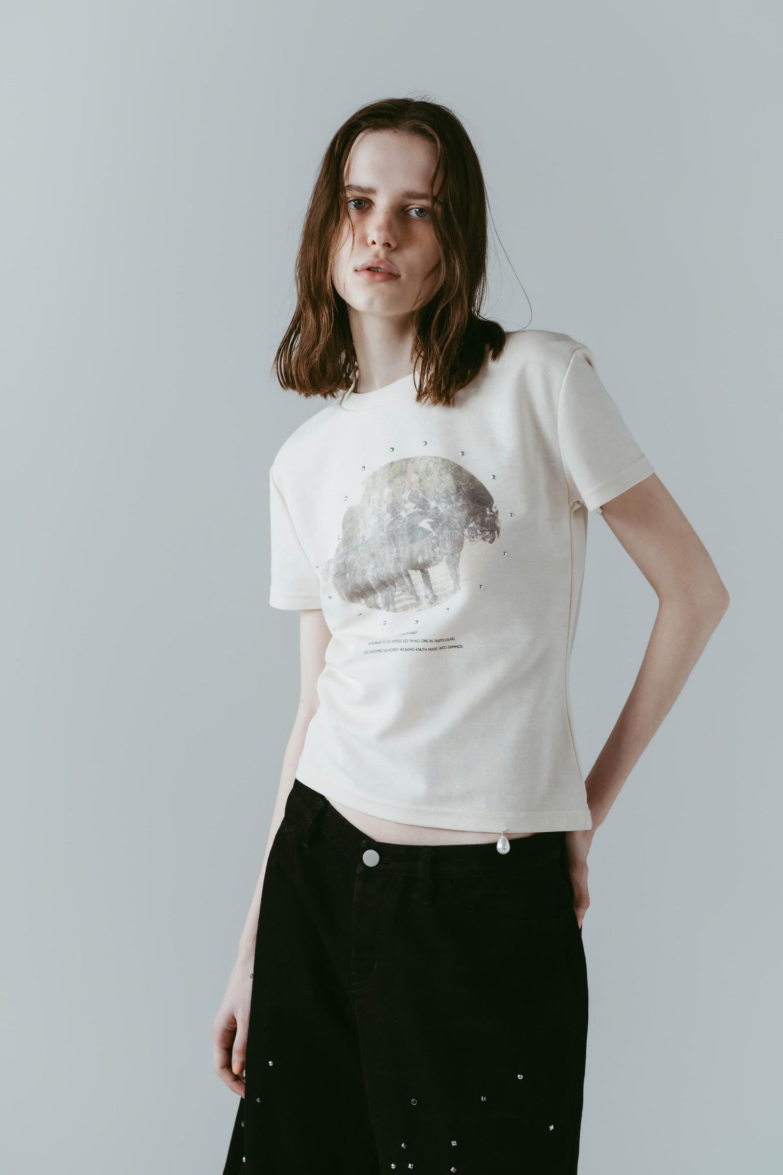 スタッズコンパクトTシャツ (アイボリー) studded compact tee (Ivory) /  26SS