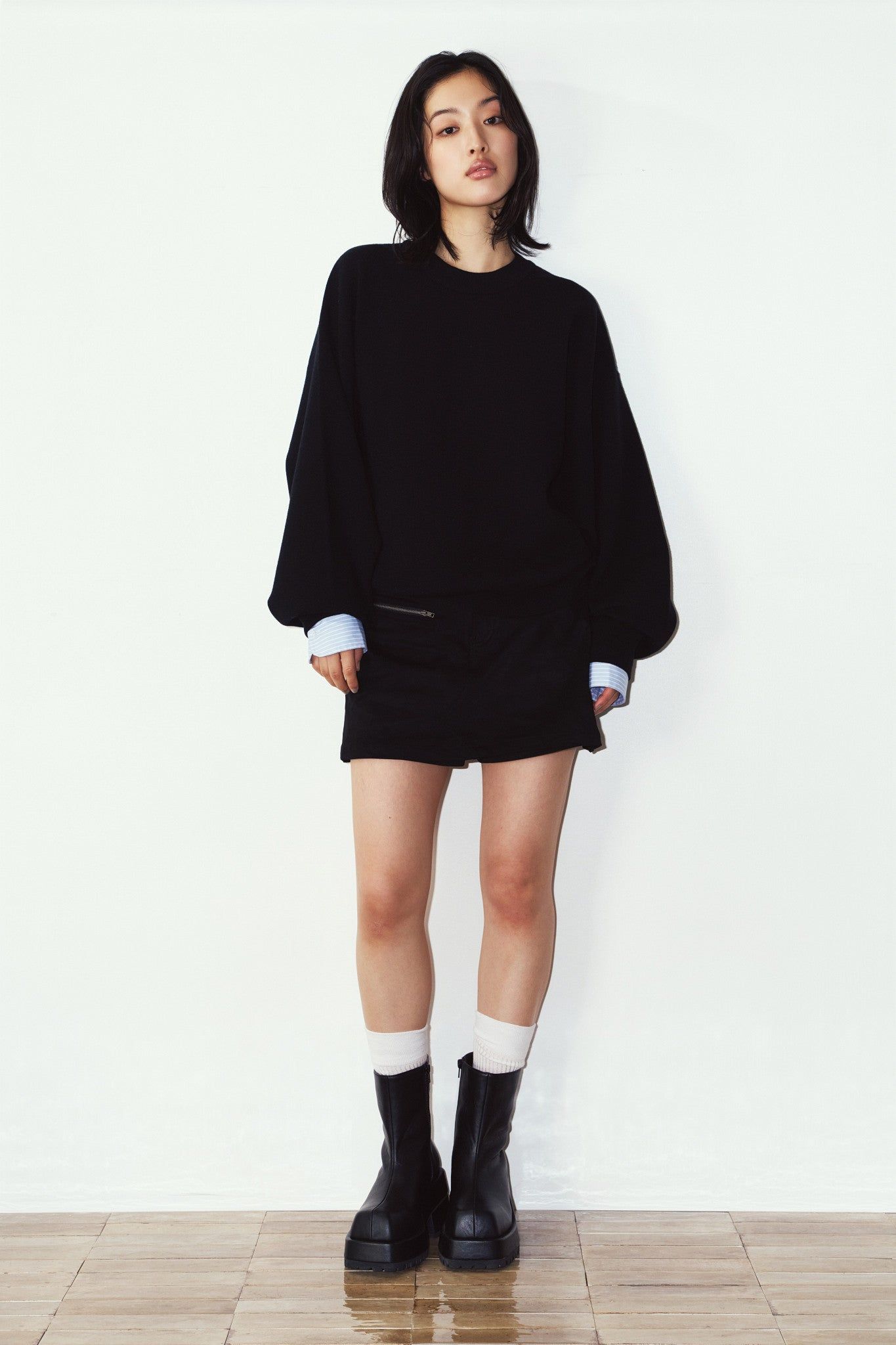 【UNISEXサイズ】2ウェイ ノームコア ニット (ブラック) 2way cuffs normcore knit(unisex) (Black) / 26AW