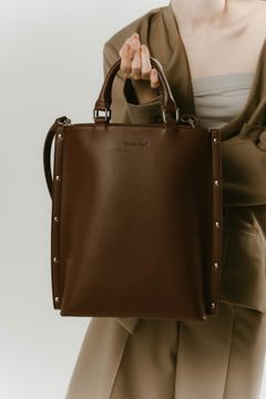 side studs leather bag / サイドスタッズレザーバッグ (ダークブラウン) / 25SS  Knuth Marf