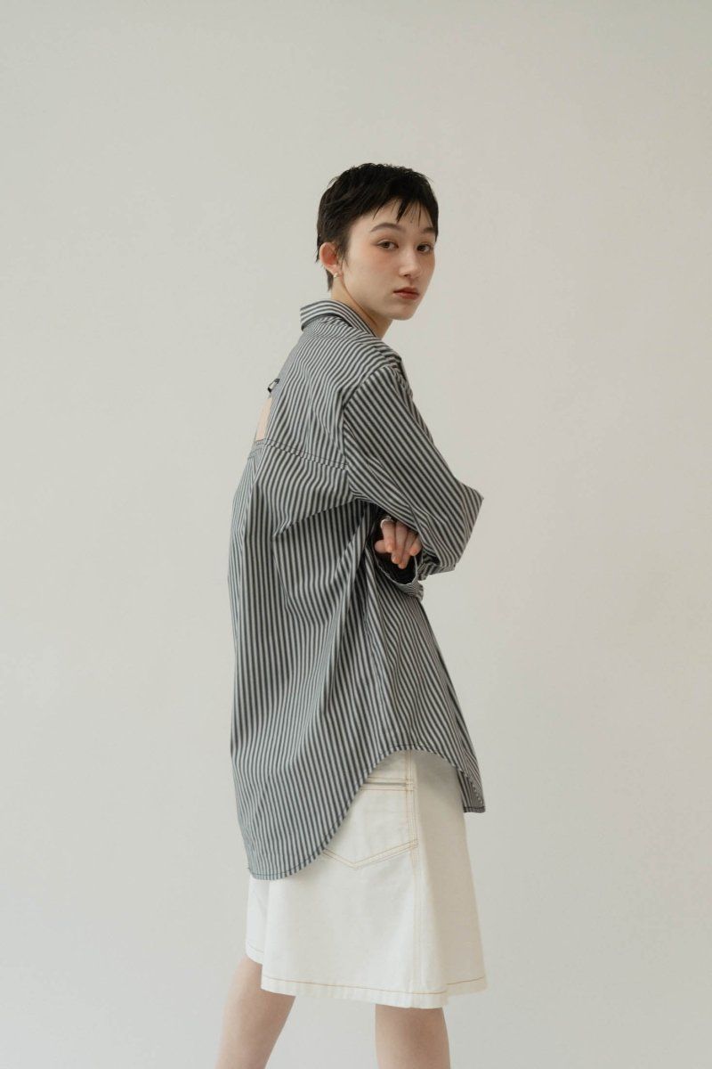 label over shirt(unisex) / ラベル オーバーシャツ (ブラック) / 25SS