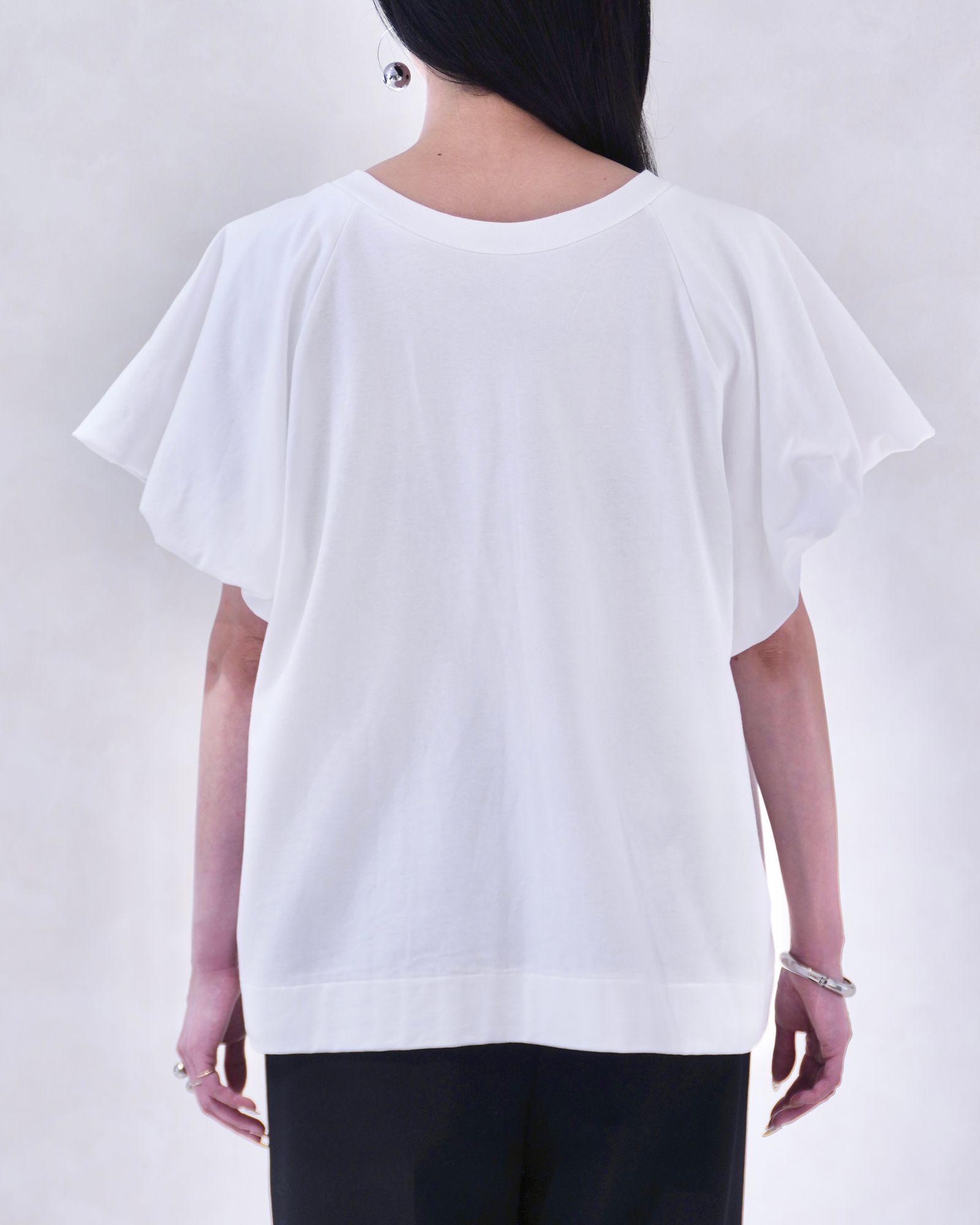 【Hanesコラボ】ヘインズコラボ バルーンスリーブTシャツ (ホワイト&ブラック) 【2色セット】【Mサイズ】2P BEEFY-T balloon sleeve tops (White&Black) /  26SS