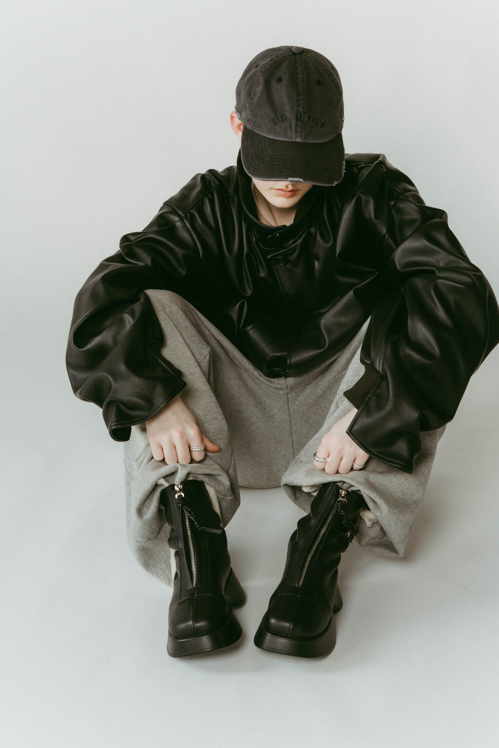 front zip platform boots / フロントジップ プラットフォーム ブーツ (ブラック) / 25AW