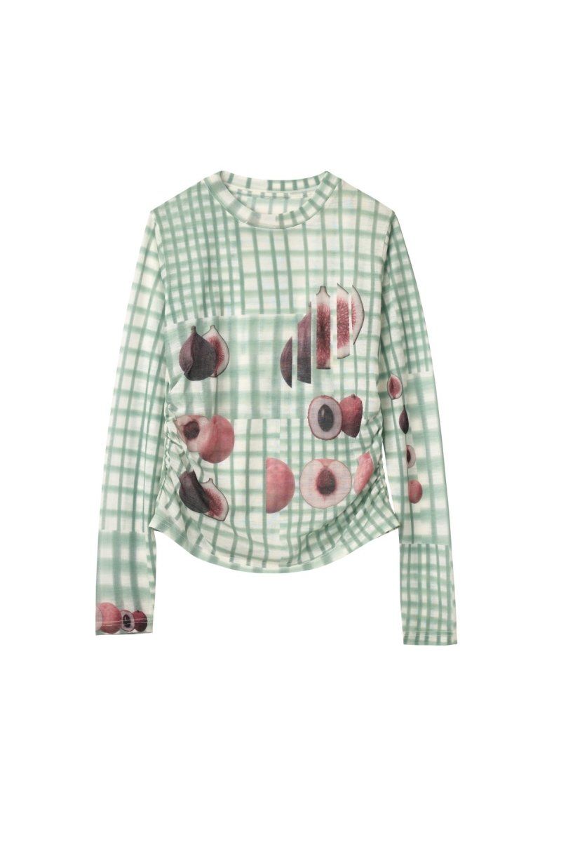fruit-check print knit (Green) / フルーツチェックトップス (グリーン) / 26SS