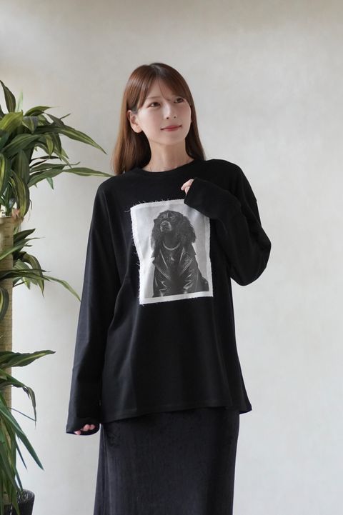 レイヤープリントロンT (ブラック) Layered long-sleeve graphic T-shirt (Black) / 26AW