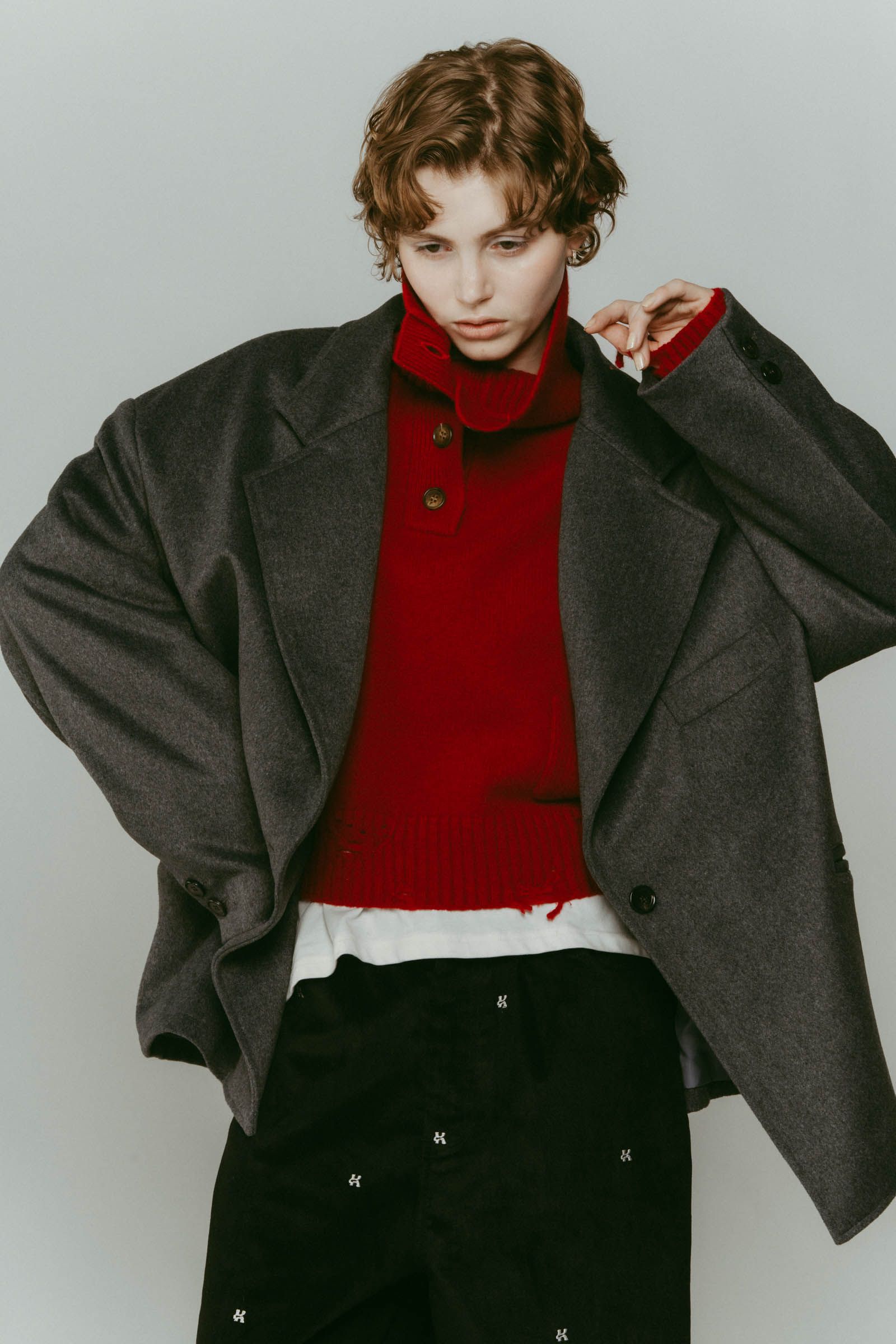 muffler overlay jacket(unisex) / マフラー オーバージャケット (グレー) / 25AW