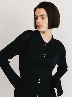 【25SS】KNIT BUSTIER LONG SHIRTS / ニットビスチェ ロングシャツ (ブラック)
