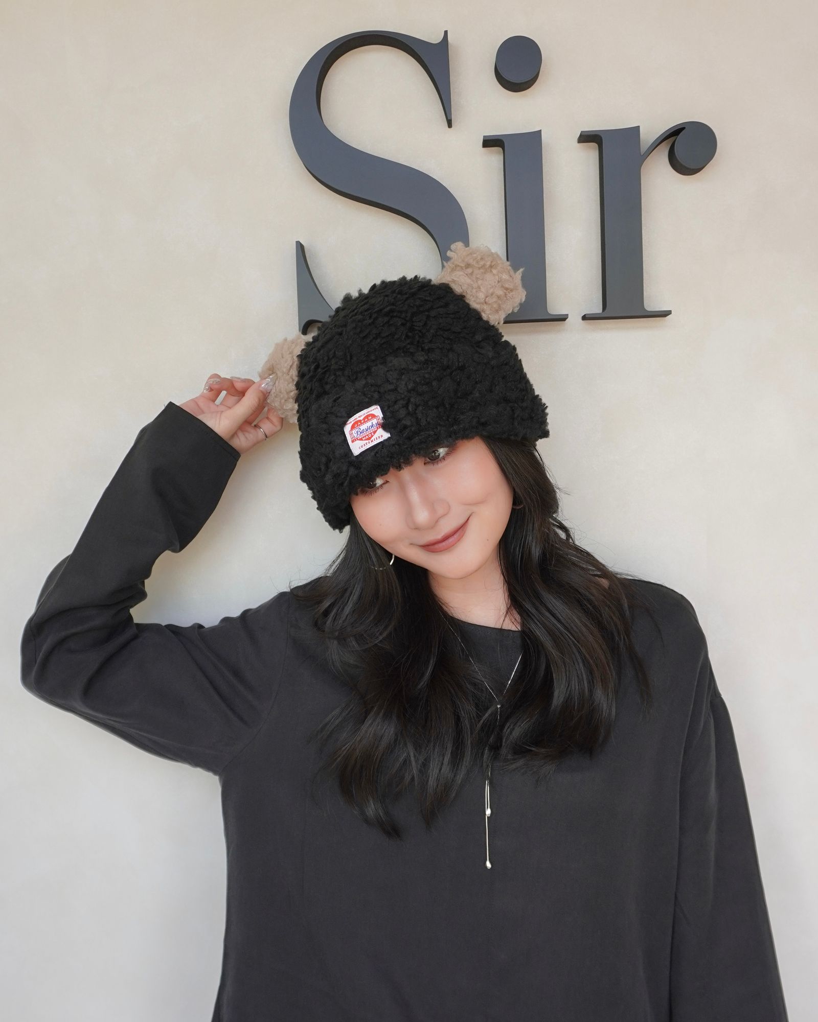 【25AW】Bear Beanie / ベアビーニー (ブラック×ブラウン)
