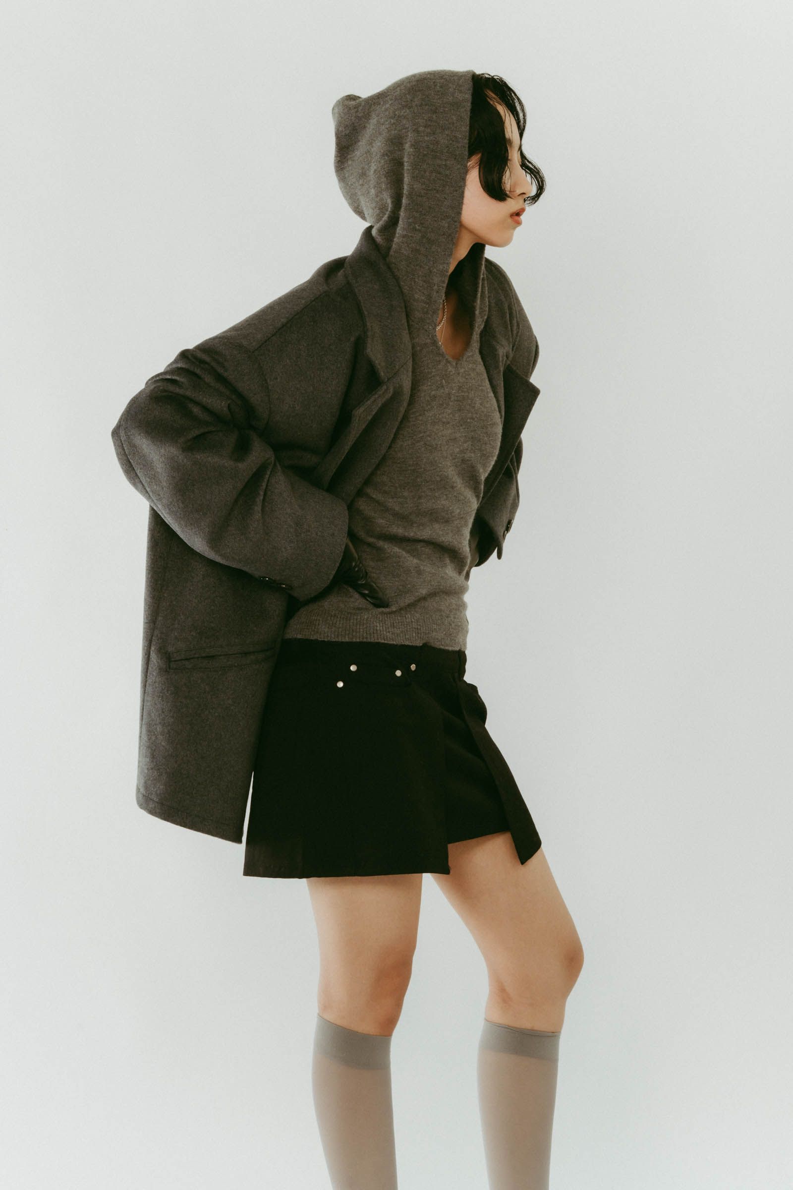 muffler overlay jacket(unisex) / マフラー オーバージャケット (グレー) / 25AW