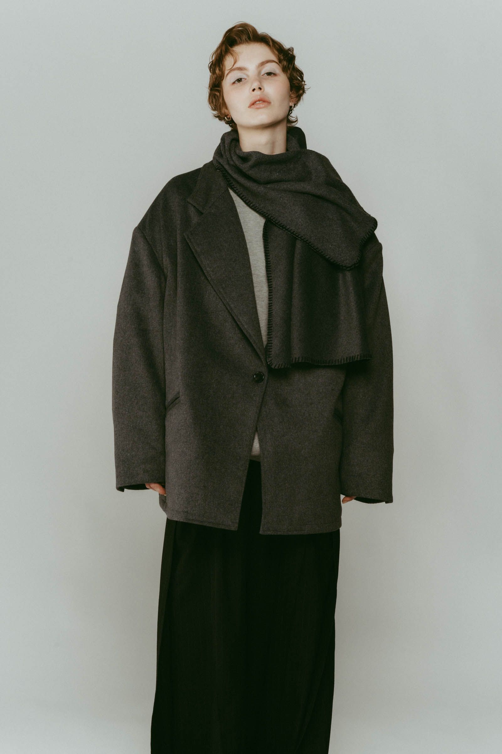 muffler overlay jacket(unisex) / マフラー オーバージャケット (グレー) / 25AW