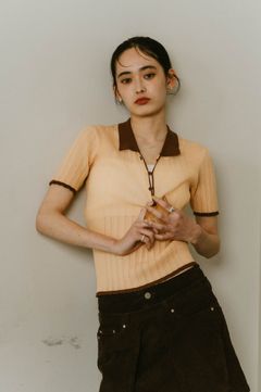 sheer polo knit / シアーニットポロシャツ (オレンジ) / 25SS
