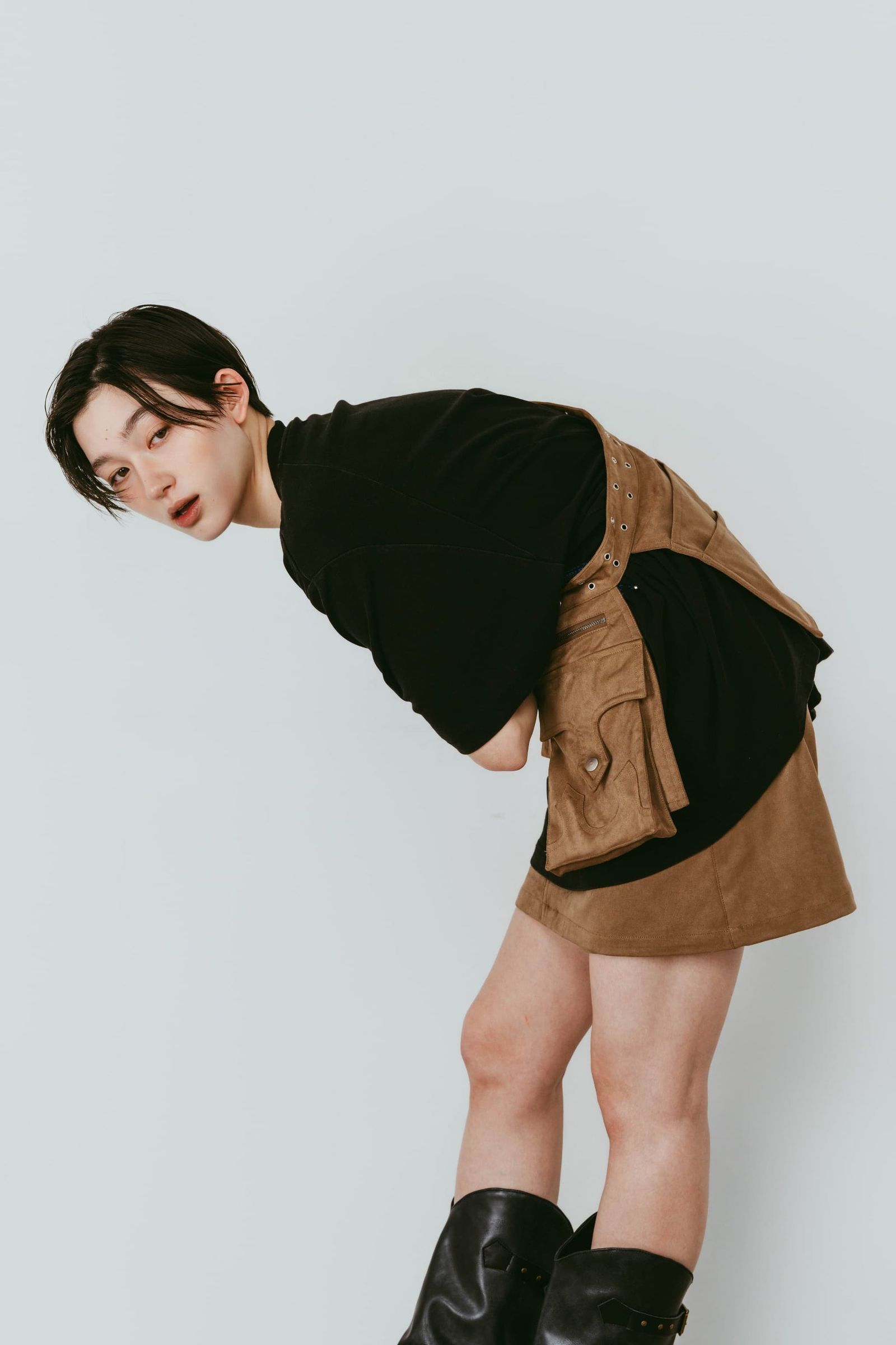 レイヤード スエードスコート (ブラウン) layered suede skort (Brown) /  26SS