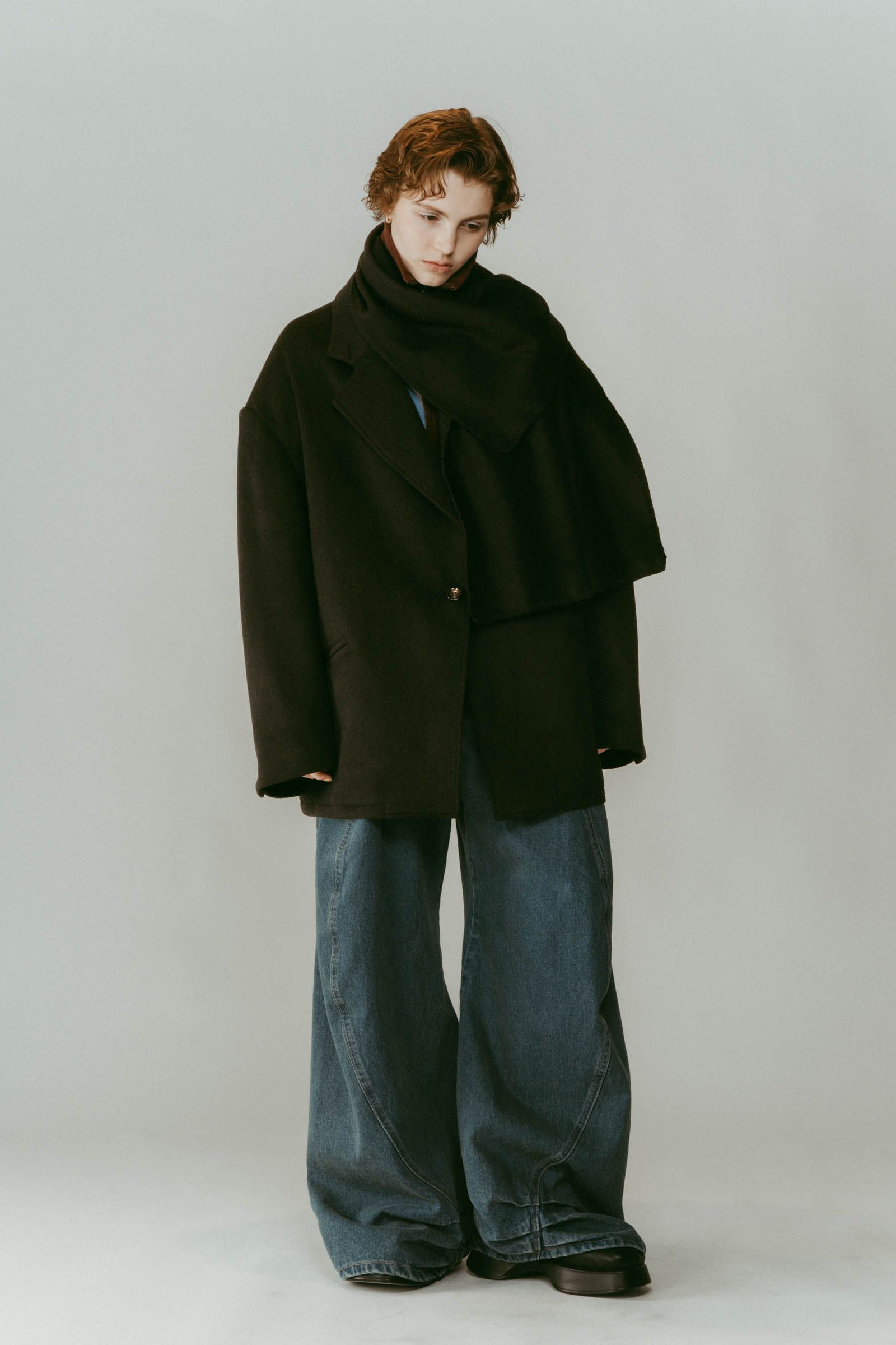 muffler overlay jacket(unisex) / マフラー オーバージャケット (ブラック) / 25AW