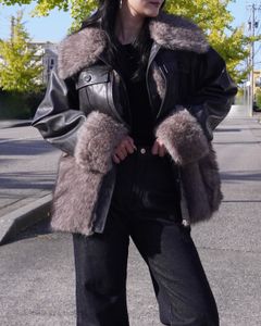 Leather Docking Fur Jacket (ブラック) / レザードッキングファージャケット / エコファー / フェイクファー
