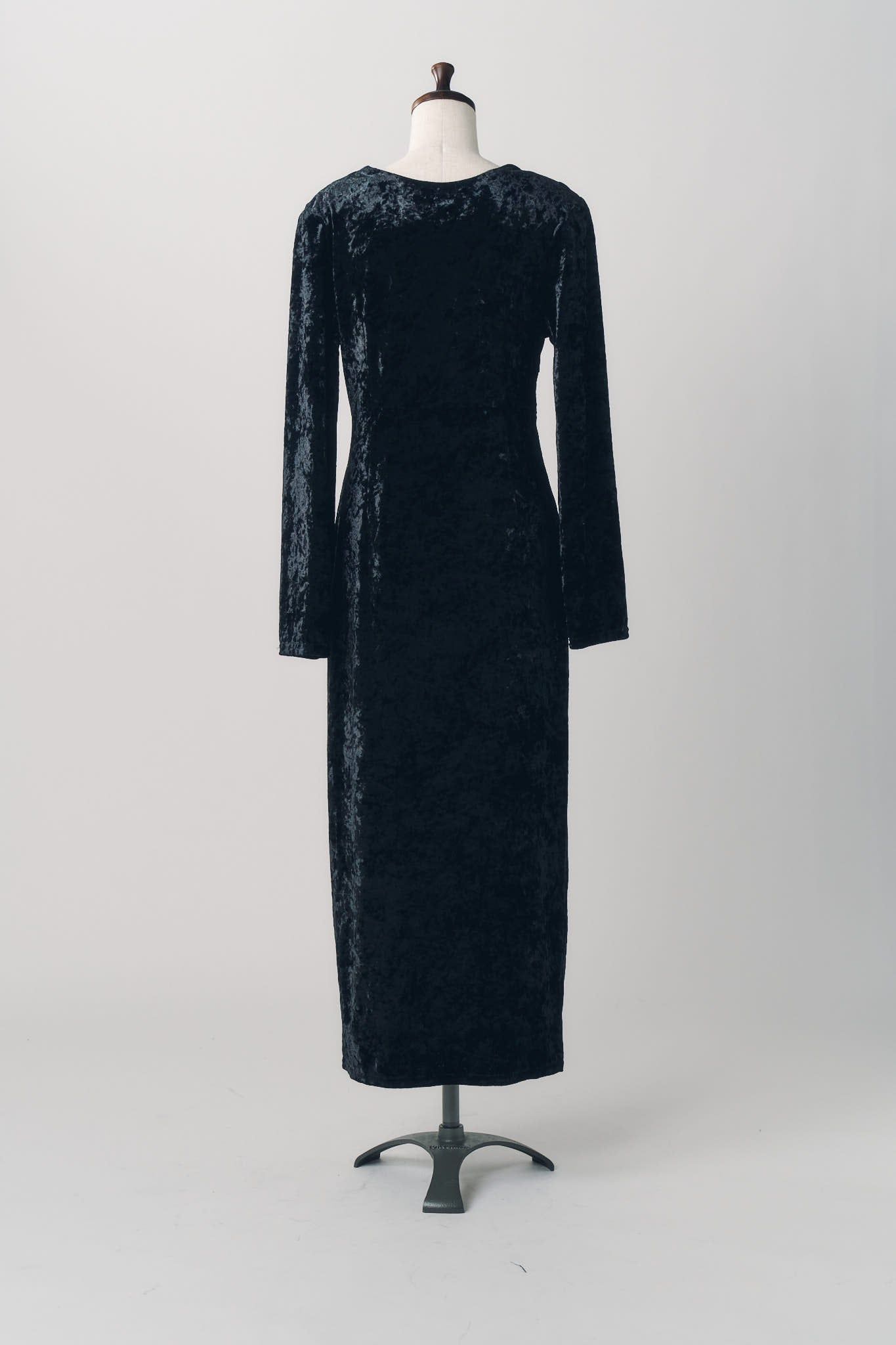 2ウェイ ベロアドレープドレス (ブラック) 2way draped velour dress (Black) / 26AW