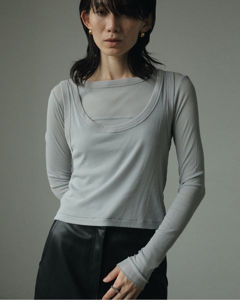 Layered Rib Tops / レイヤードリブトップス (アイスブルー)