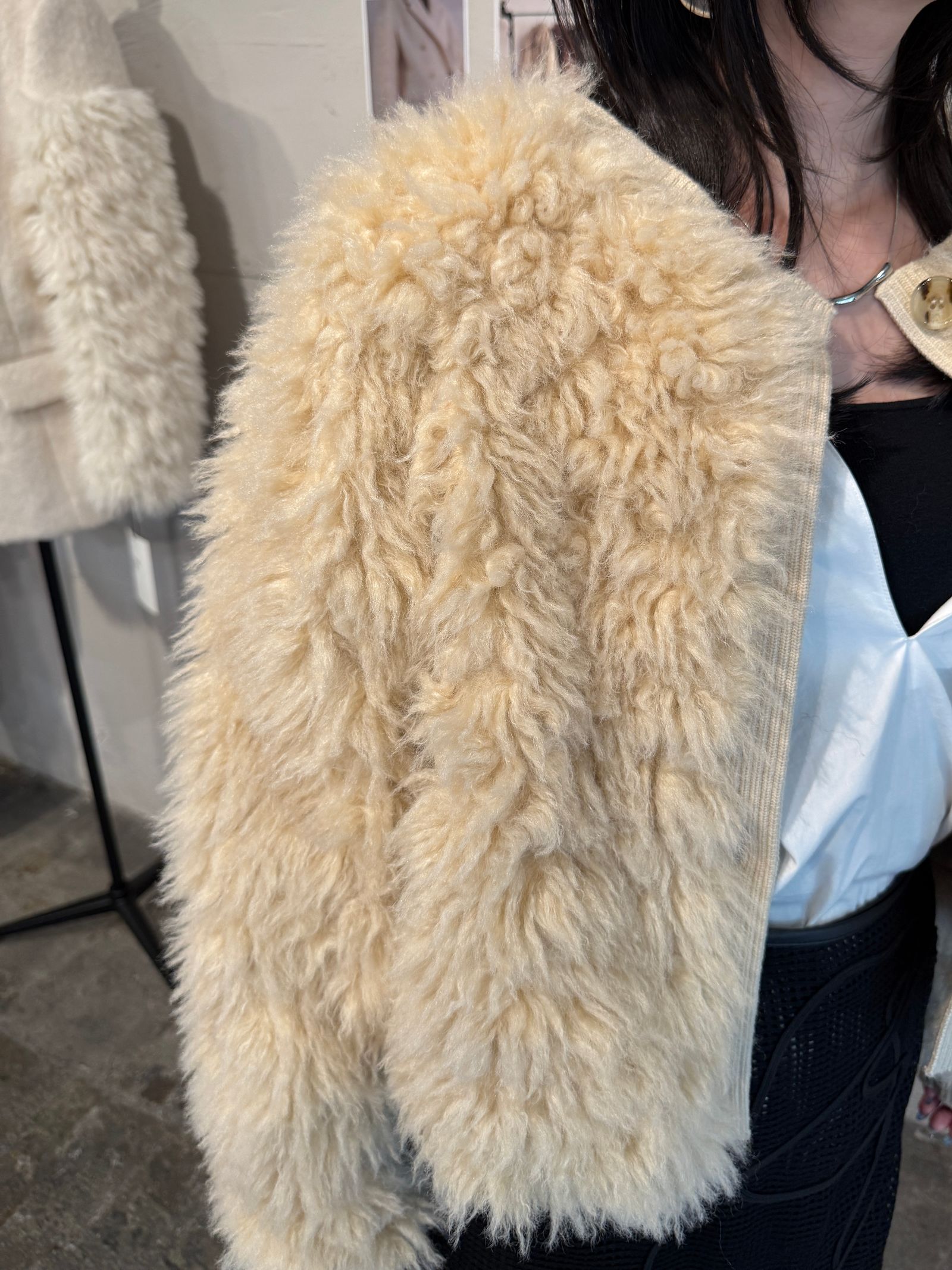 【25AW】2Way Fur×Knit Tops (クリーム) / 2ウェイファー×ニットトップス / エコファー / フェイクファー