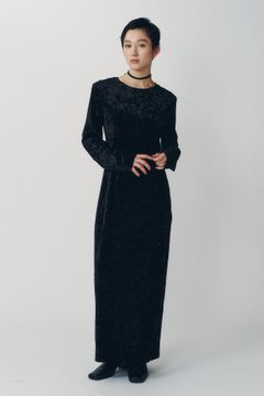 2ウェイ ベロアドレープドレス (ブラック) 2way draped velour dress (Black) / 26AW
