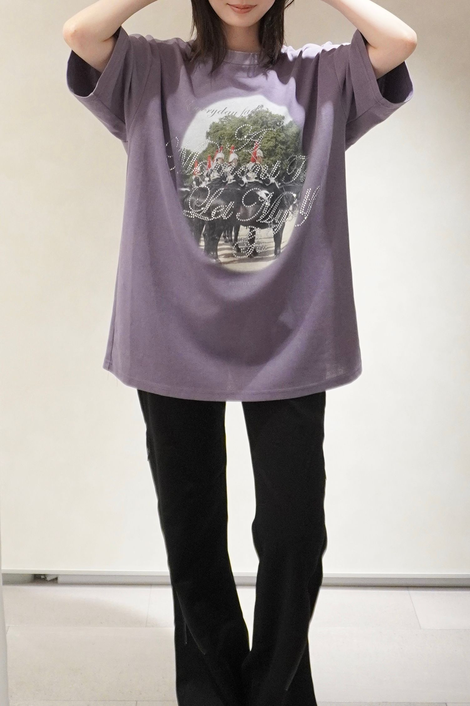 ラインストーングラフィックTシャツ (パープル) rhinestone graphic tee(unisex) (Purple) /  26SS
