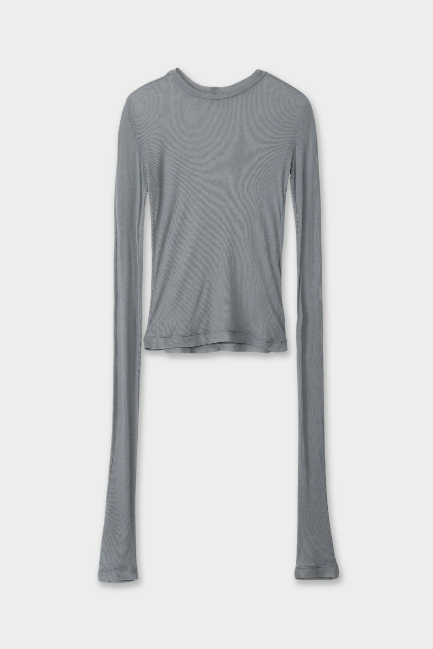 【25SS】TENCEL CASHMERE RIB LONG SLEEVE T-SHIRT / テンセルカシミヤリブロンT (チャコールグレー)