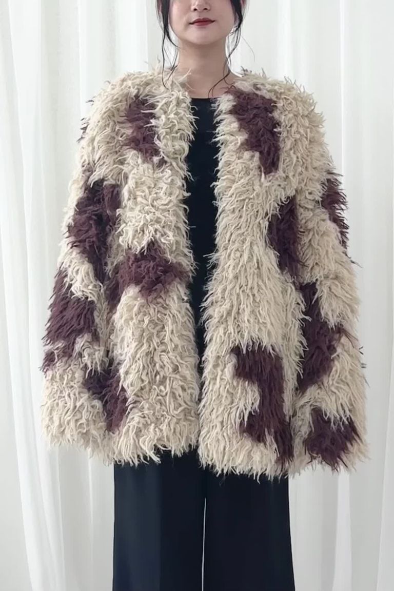 NOUNLESS - PERMANENT FAKE FUR COAT (MIX) / パーマフェイクファー  