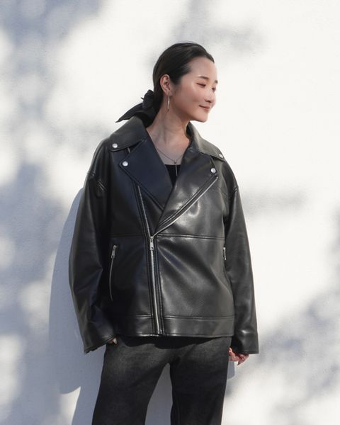 【25AW】Eco Leather Riders Jacket (ブラック) / エコレザーライダースジャケット / フェイクレザー