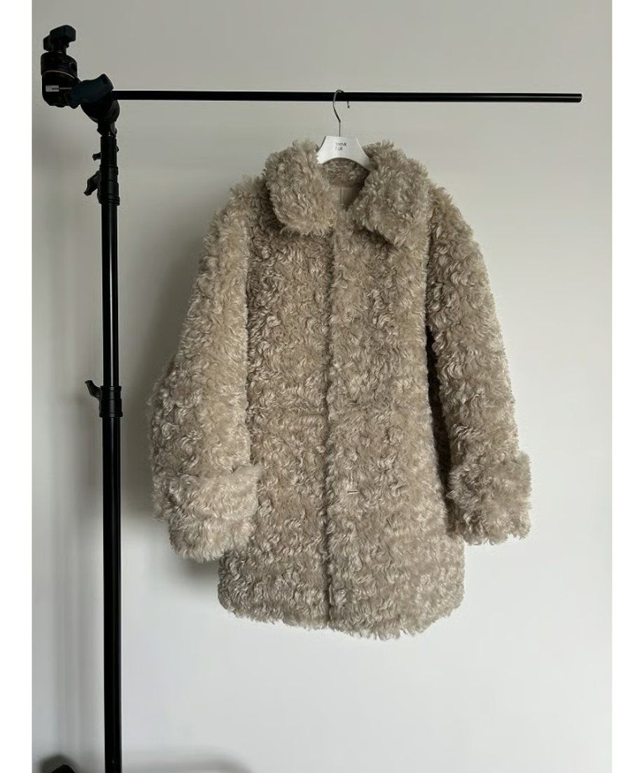 【25AW】Vintage Like Fake Mouton Reversible Coat (クリーム) / ヴィンテージライクムートン リバーシブルファーコート / エコファー / フェイクファー