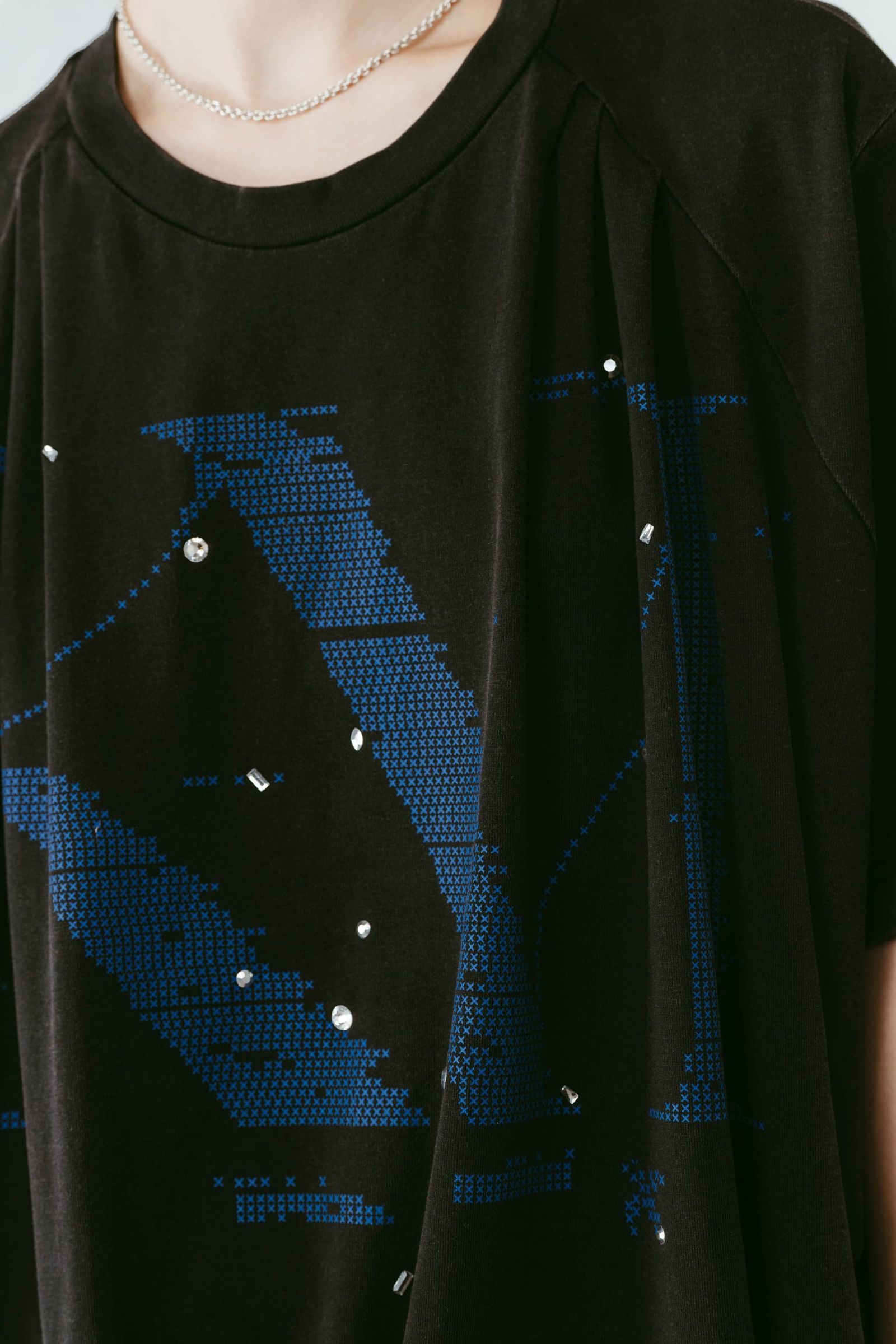 タック オーバーサイズTシャツ (ブラック) tuck detail oversized tee(unisex) (Black) /  26SS