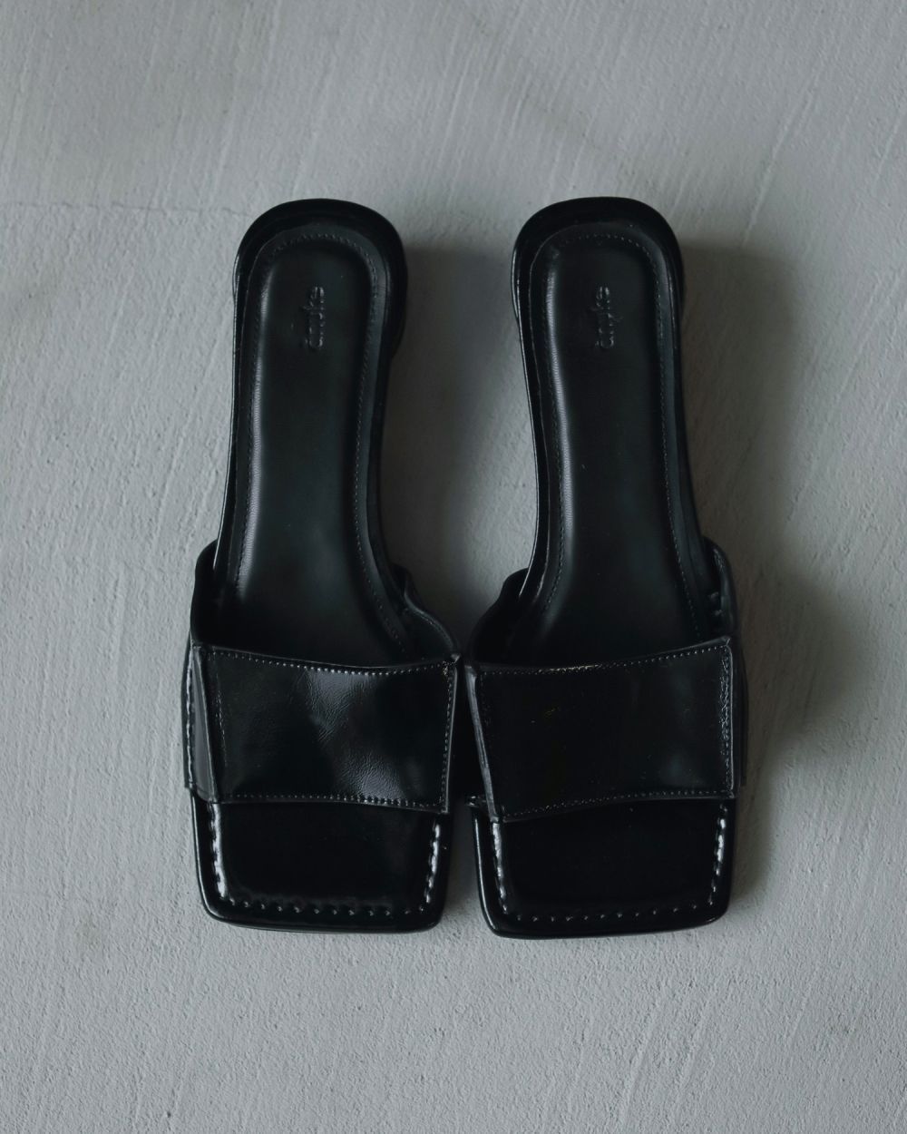 Square Ecoleather Sandals / スクエアエコレザーサンダル (ブラック)