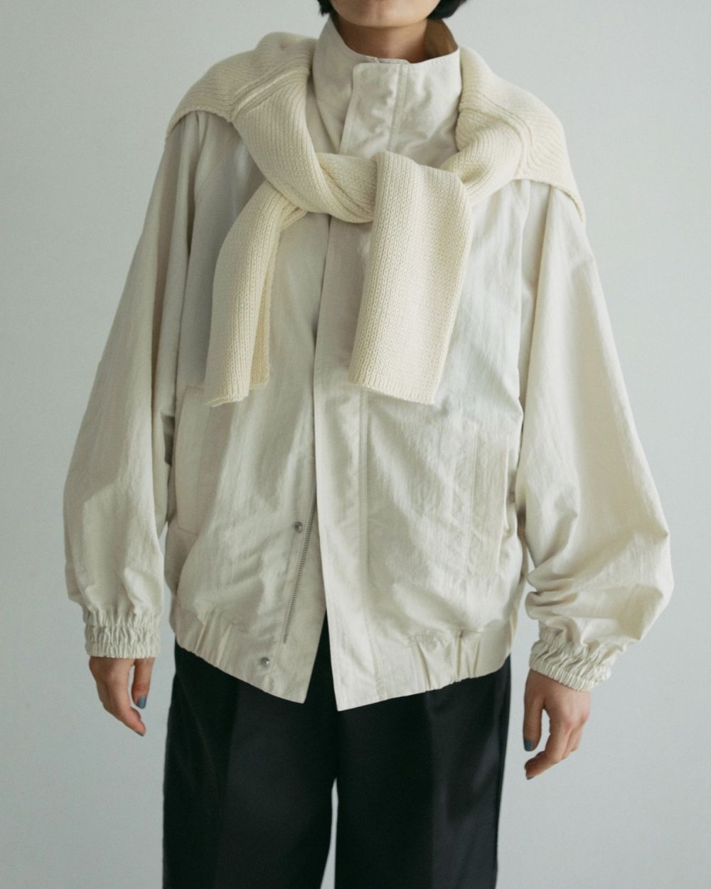 スタンドカラー ジップブルゾン (アイボリー) Standcollar Zip Blouson (Ivory) /  26SS