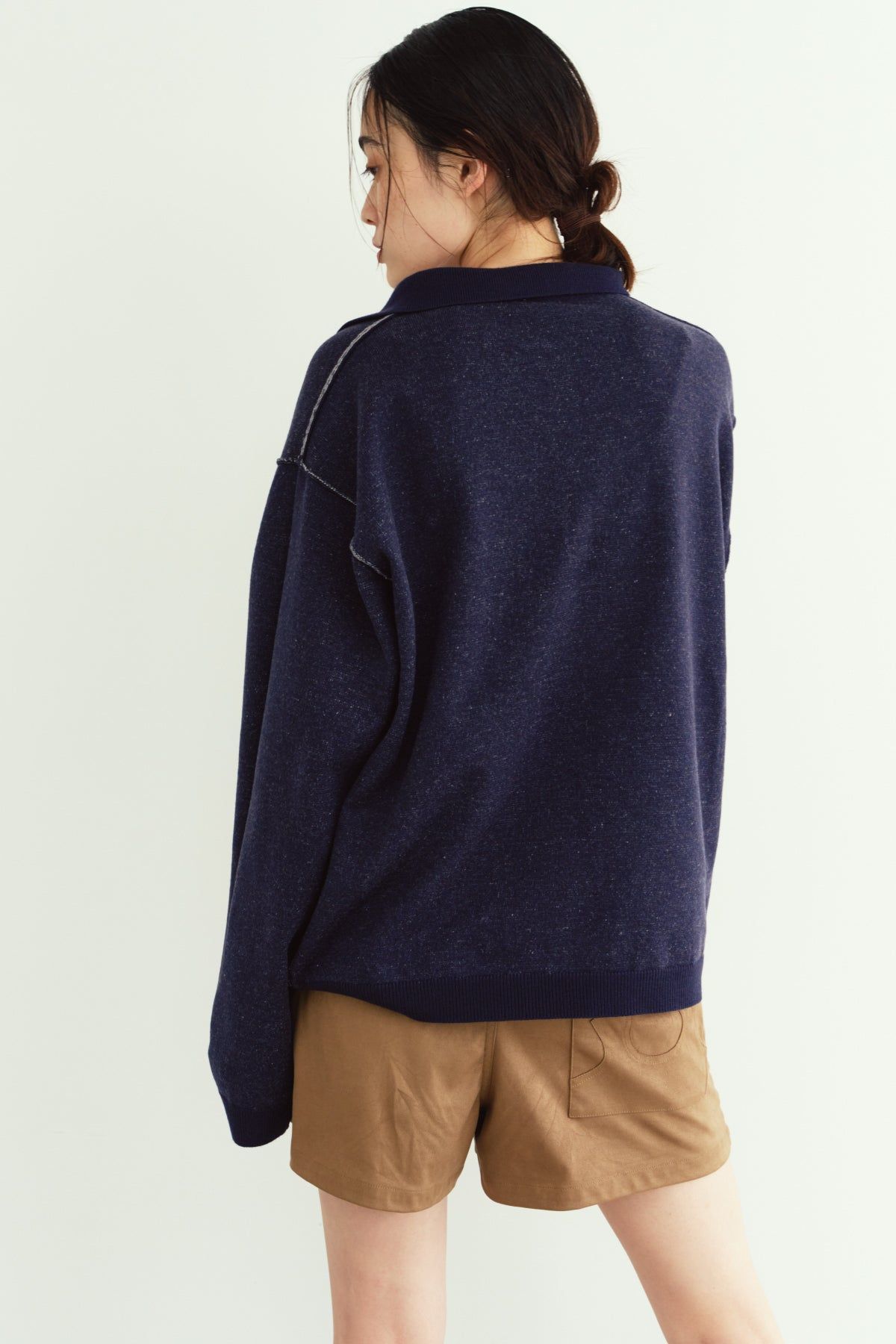 リバーシブル ジャガードポロニット (ネイビー) reversible jacquard polo knit(unisex) (Navy) / 26AW