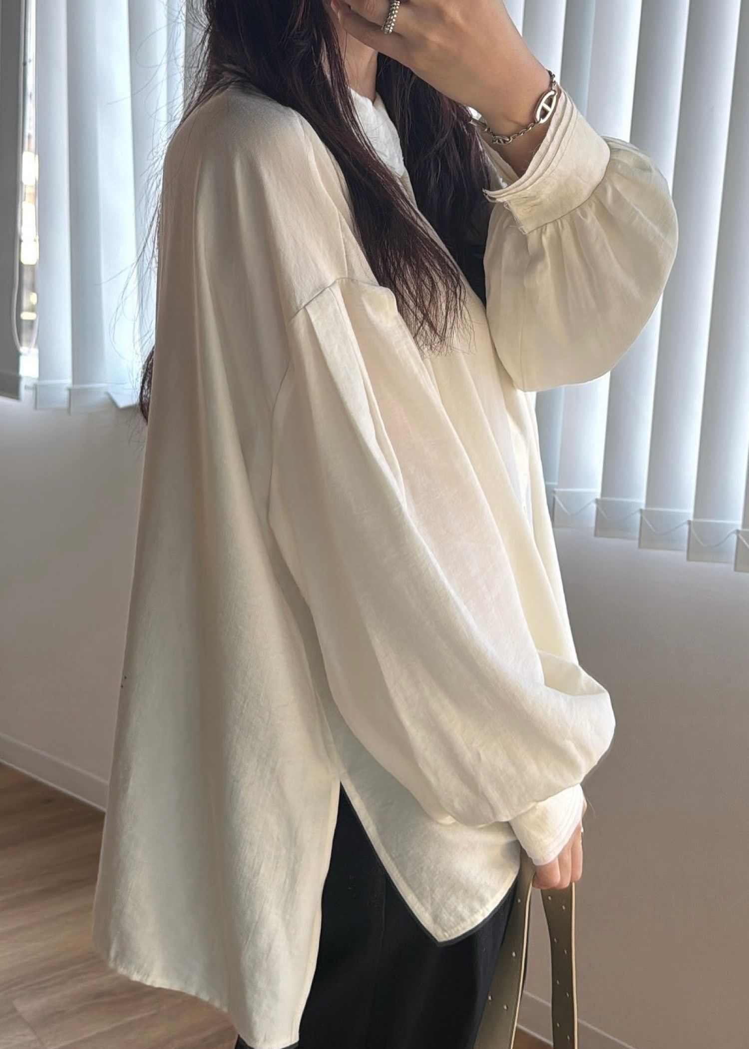 collar & cuffs triple layered over SH (Natural) / トリプルレイヤード オーバーシャツ (ナチュラル) / 26SS