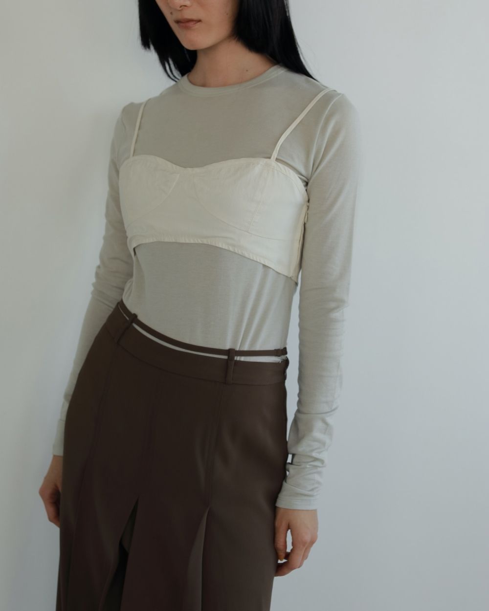 Tuck Long Skirt / タックロングスカート (ブラウン)