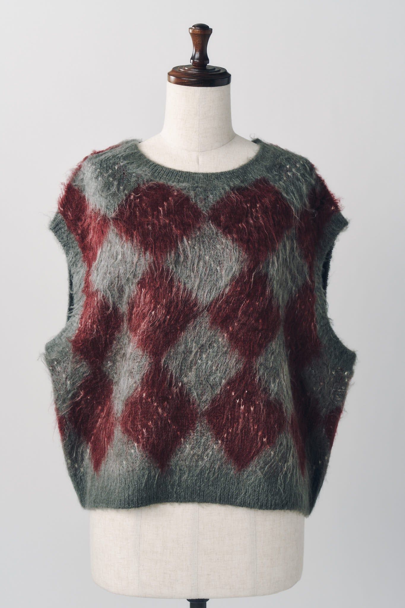 アーガイルニットベスト (レッド) argyle knit vest (Red) / 26AW