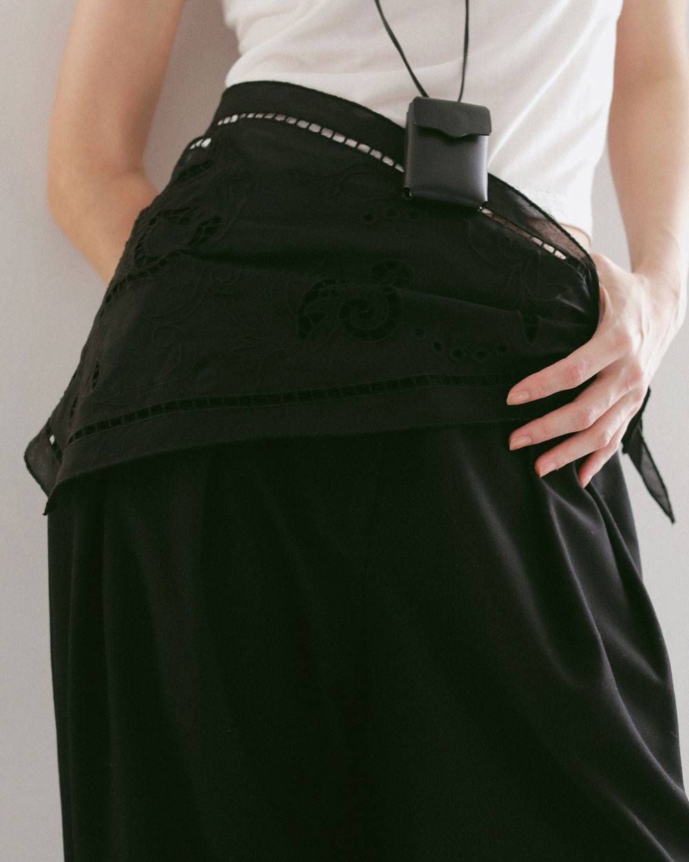 カットワークスカーフ (ブラック) Cutwork Scarf (Black) / 27SS