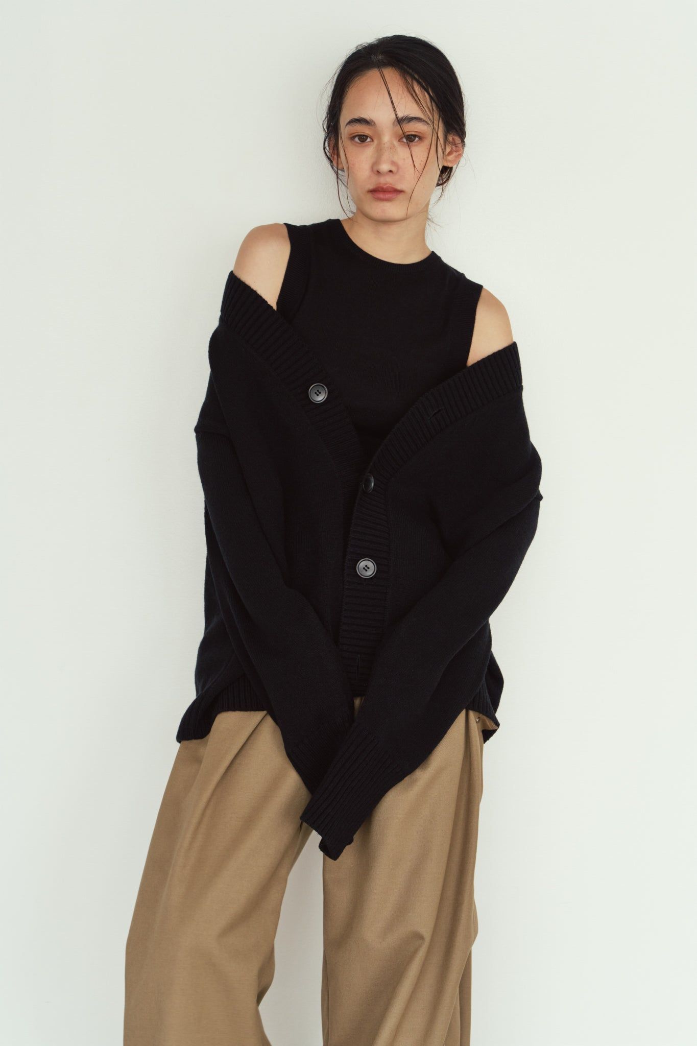 2ピース カーディガン (ブラック) 2-piece cardigan (Black) / 26AW