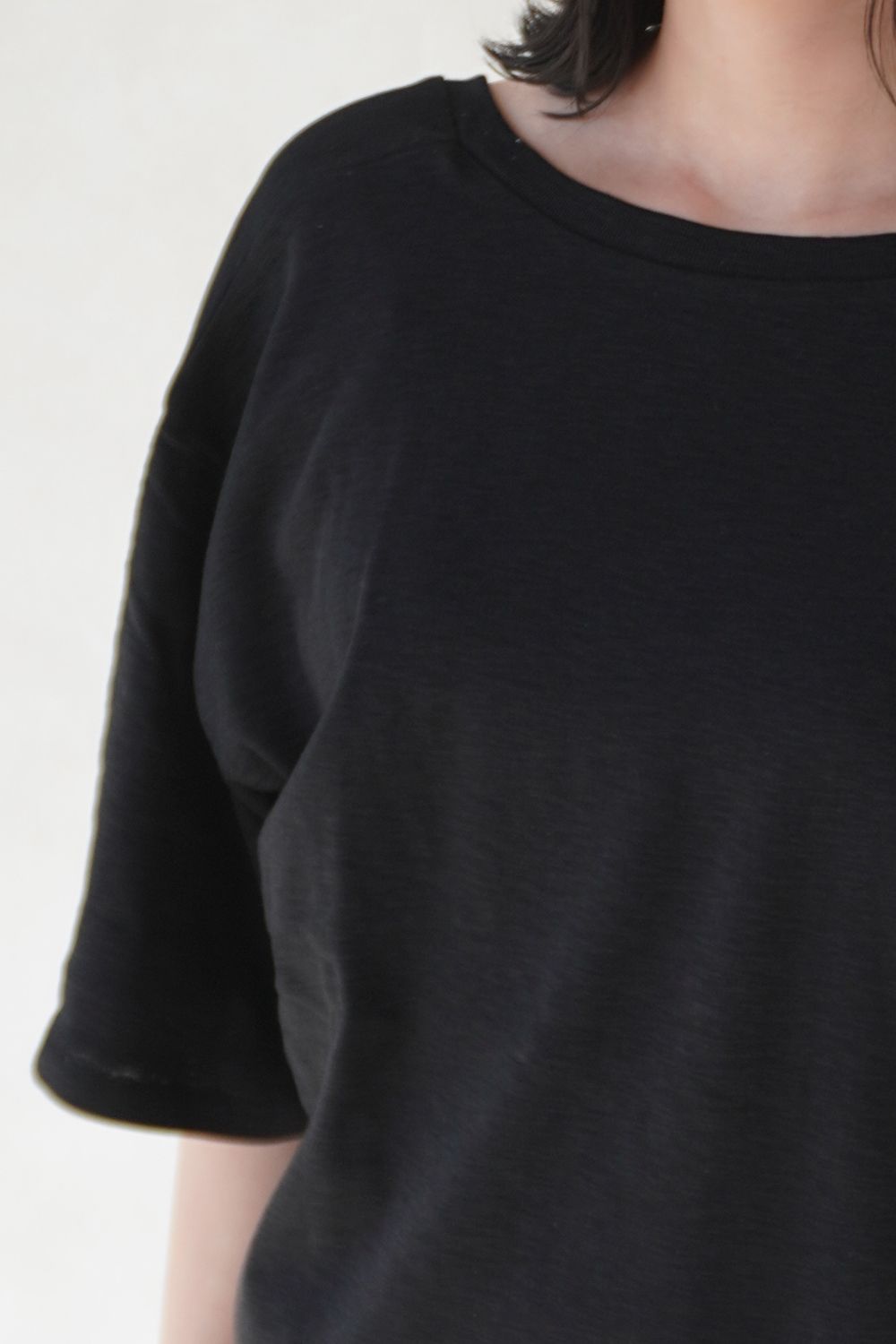 BACK OPEN LOOSE TOPS / バックオープンルーズトップス (ブラック)