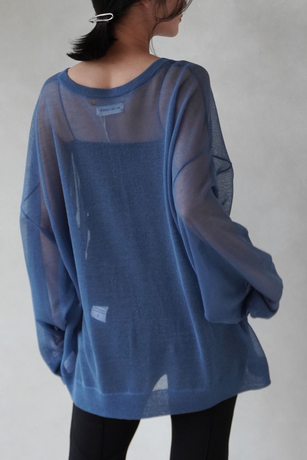 SHEER KNIT TOPS / シアーニットトップス (ブルー)