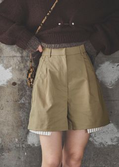 stripe pocket peep tuck chino S/PT / タックチノ ショートパンツ (タン) / 25AW