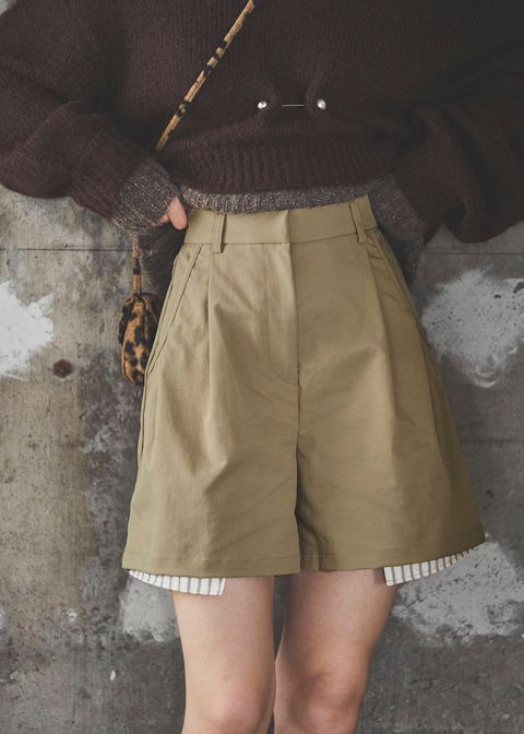 stripe pocket peep tuck chino S/PT / タックチノ ショートパンツ (タン) / 25AW