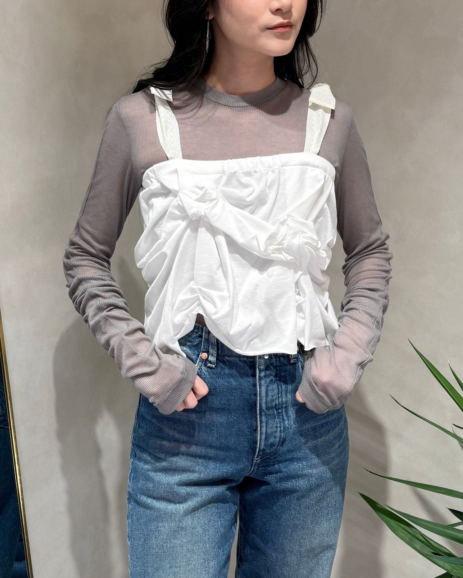 トップス flower TANAKA - 【25SS】FLOWER MICRO TOP / フラワーマイクロトップス