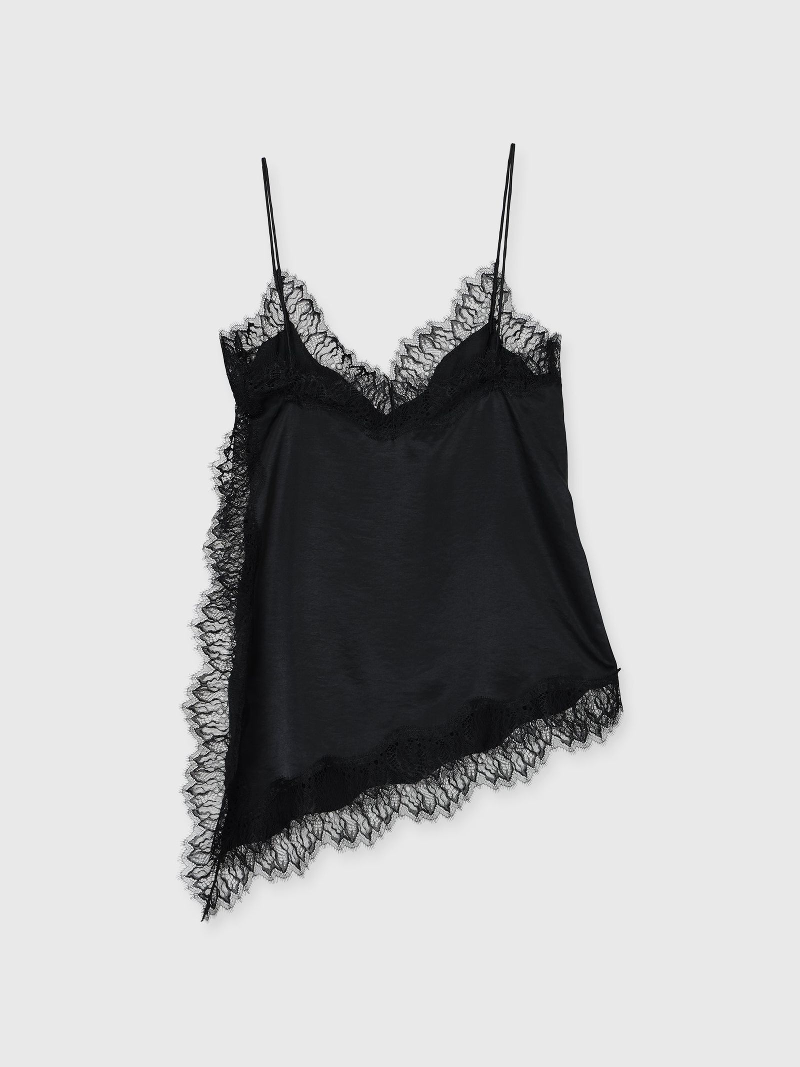 サテンレースキャミ (ブラック) SATIN LACE CAMI (Black) /  26SS